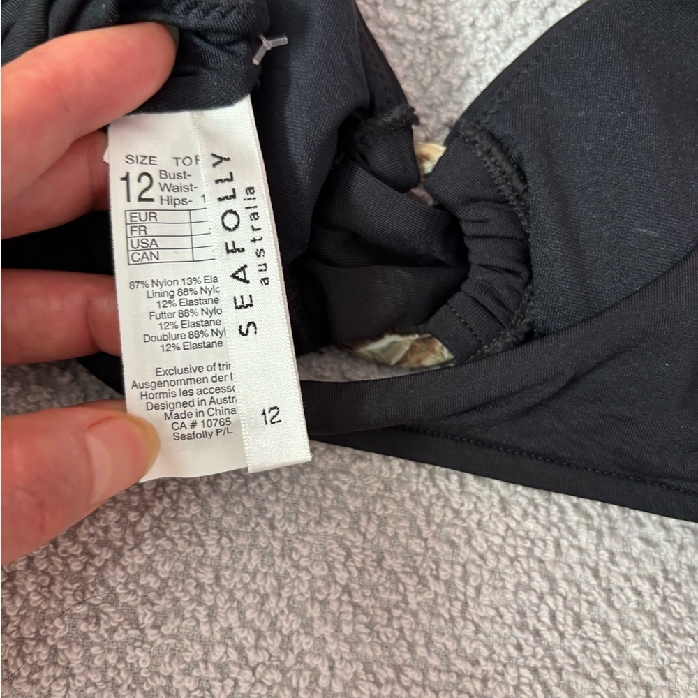 Seafolly Black Bikini Top Sz 12 NWOT | Seafolly Bikini Top | Beach Swim Outfit - - Picture 7 of 7